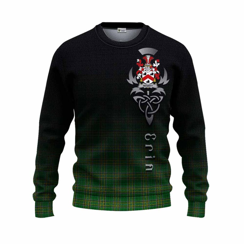 Nesbitt Irish Clan Knitted Sweater with Coat of Arms Erin Go Bragh Celtic Inspired