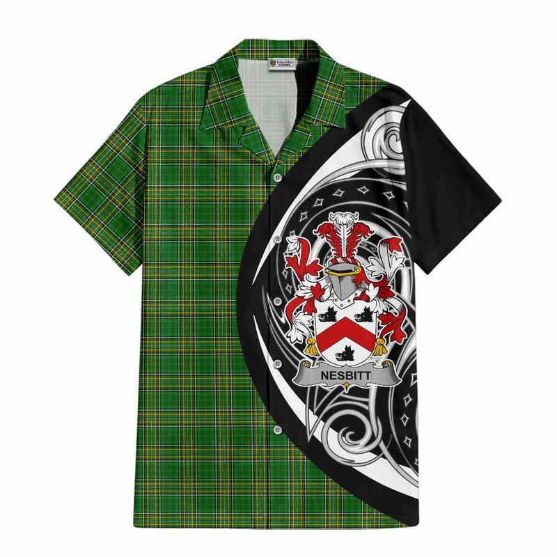 Nesbitt Irish Clan Short Sleeve Button Shirt Celtic Circle Style