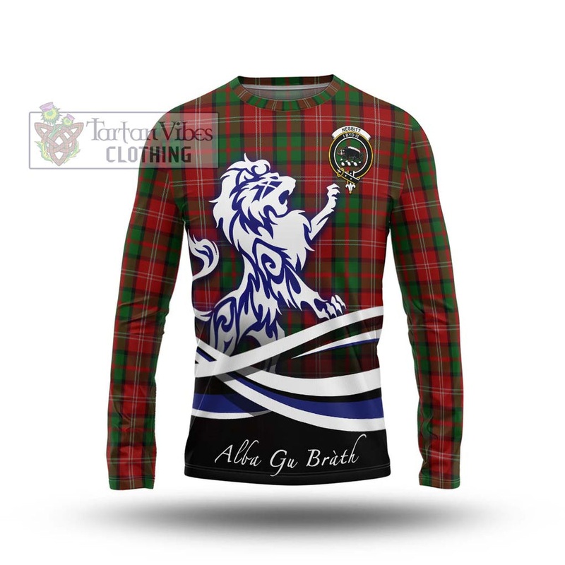 Nesbitt Tartan Long Sleeve T-Shirt with Alba Gu Brath Regal Lion Emblem