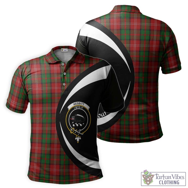 Nesbitt Tartan Men's Polo Shirt with Family Crest Circle Style