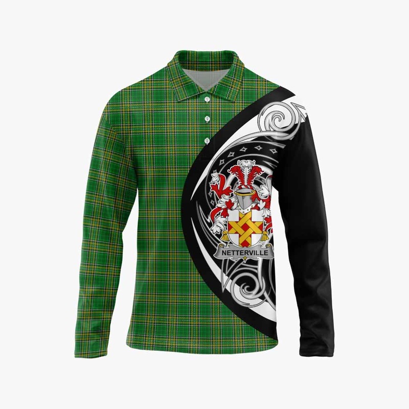 Netterville Irish Clan Long Sleeve Polo Shirt Celtic Circle Style