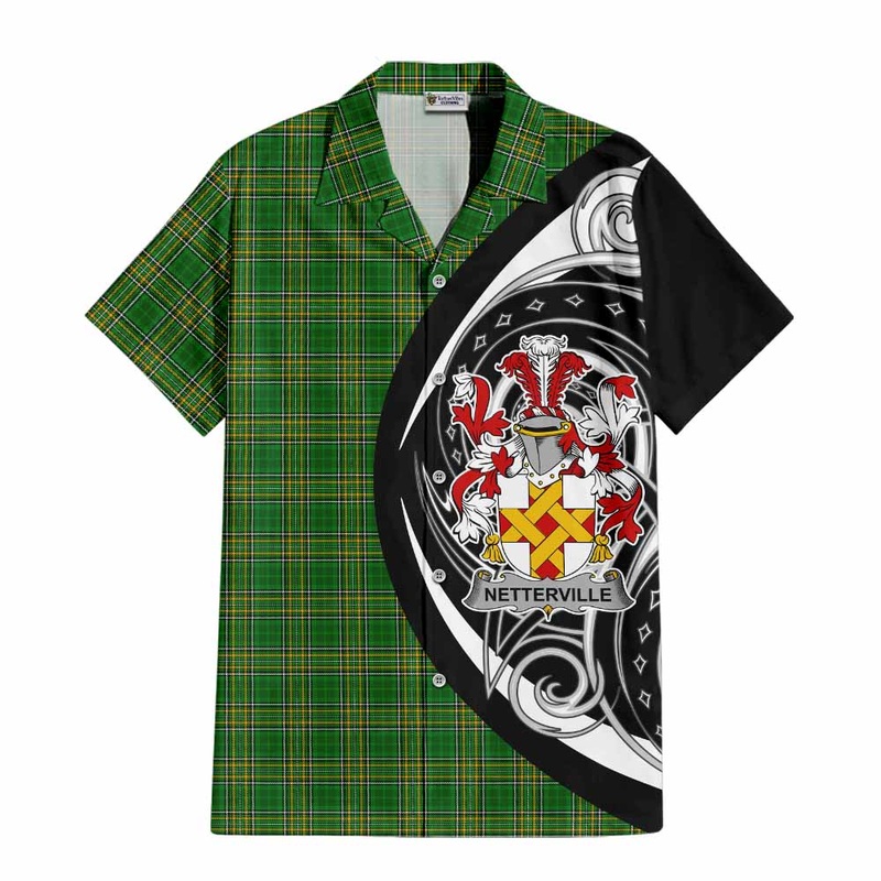Netterville Irish Clan Short Sleeve Button Shirt Celtic Circle Style