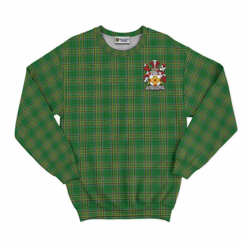 Netterville Irish Clan Tartan Sweatshirt with Coat of Arms
