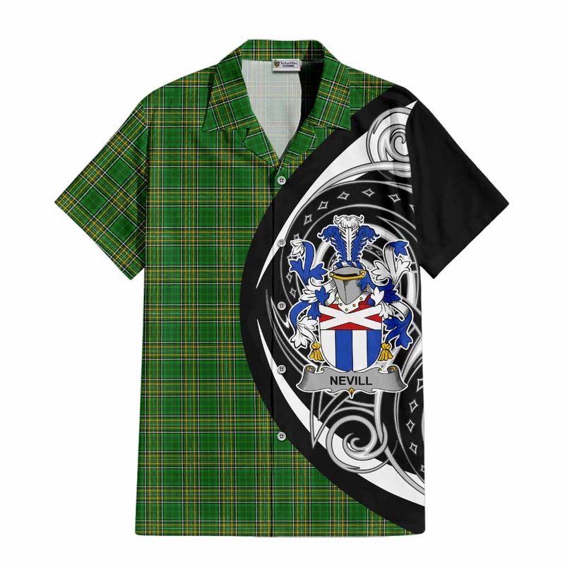 Nevill Irish Clan Short Sleeve Button Shirt Celtic Circle Style