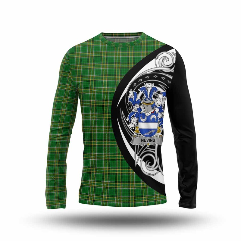 Nevins Irish Clan Long Sleeve T-Shirt Celtic Circle Style