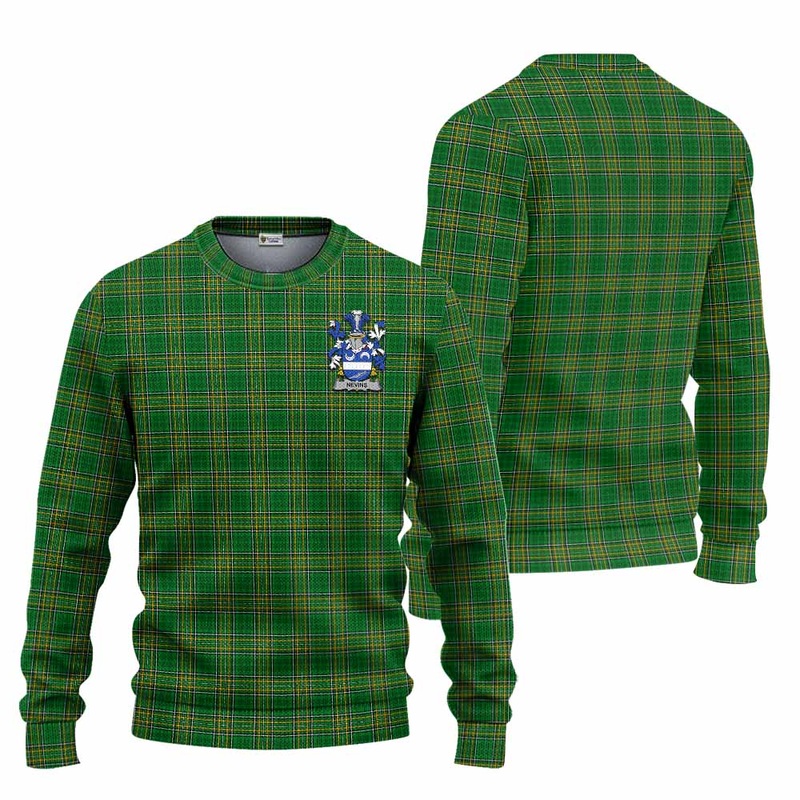 Nevins Irish Clan Tartan Knitted Sweater with Coat of Arms