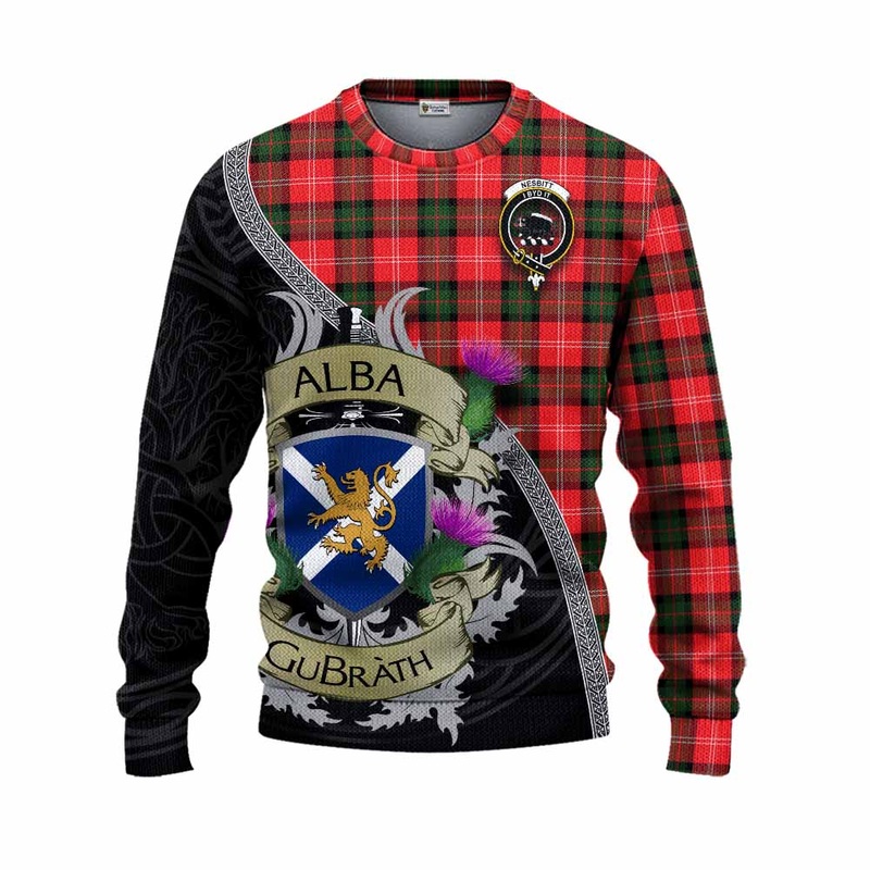 Nesbitt (Nisbet) Tartan Family Crest Knitted Sweater Lion Rampant Royal Thistle Shield Celtic Inspired