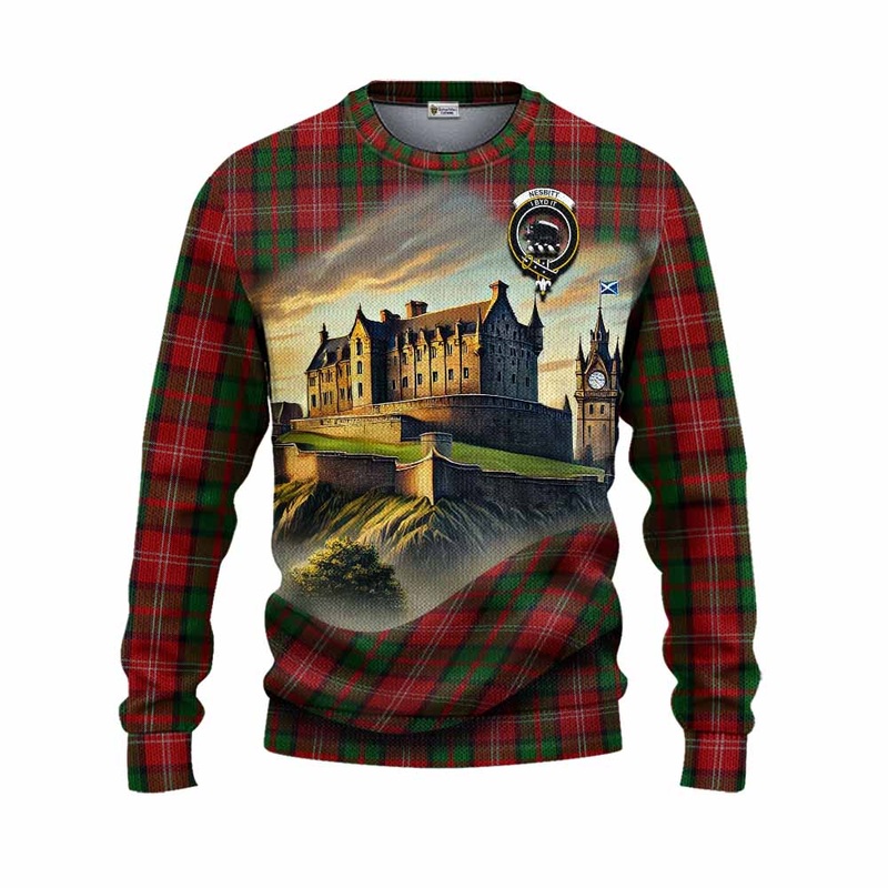 Nesbitt (Nisbet) Tartan Family Crest Knitted Sweater with Scottish Ancient Castle Style