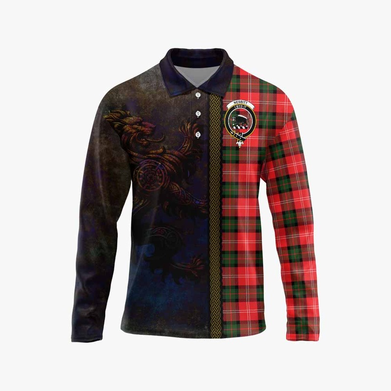 Nesbitt (Nisbet) Tartan Family Crest Long Sleeve Polo Shirt Alba Gu Brath Be Brave Lion Ancient Style
