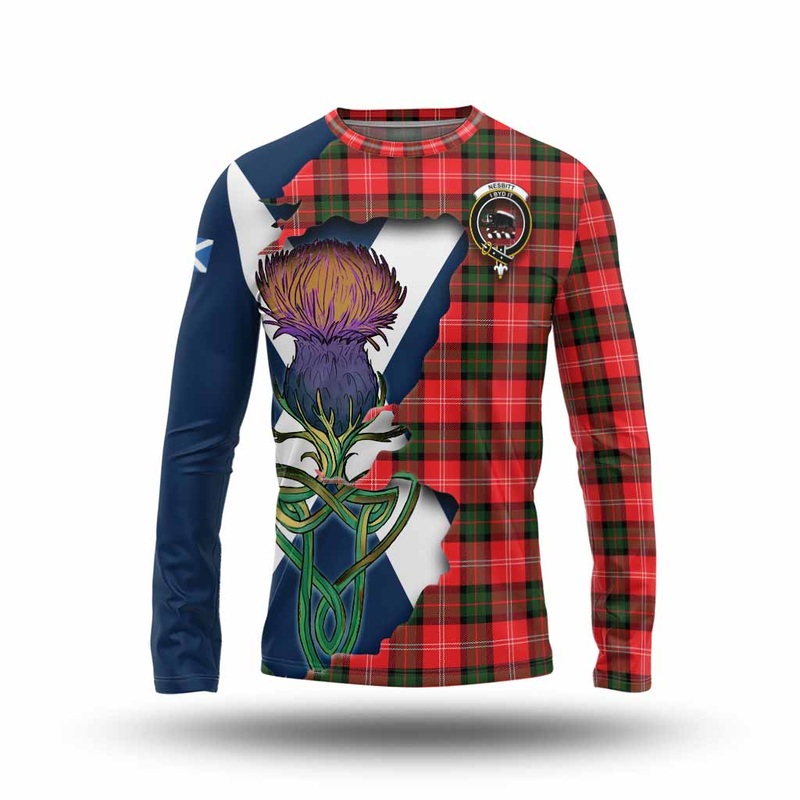 Nesbitt (Nisbet) Tartan Family Crest Long Sleeve T-Shirt Scottish Thistle Celtic Inspired