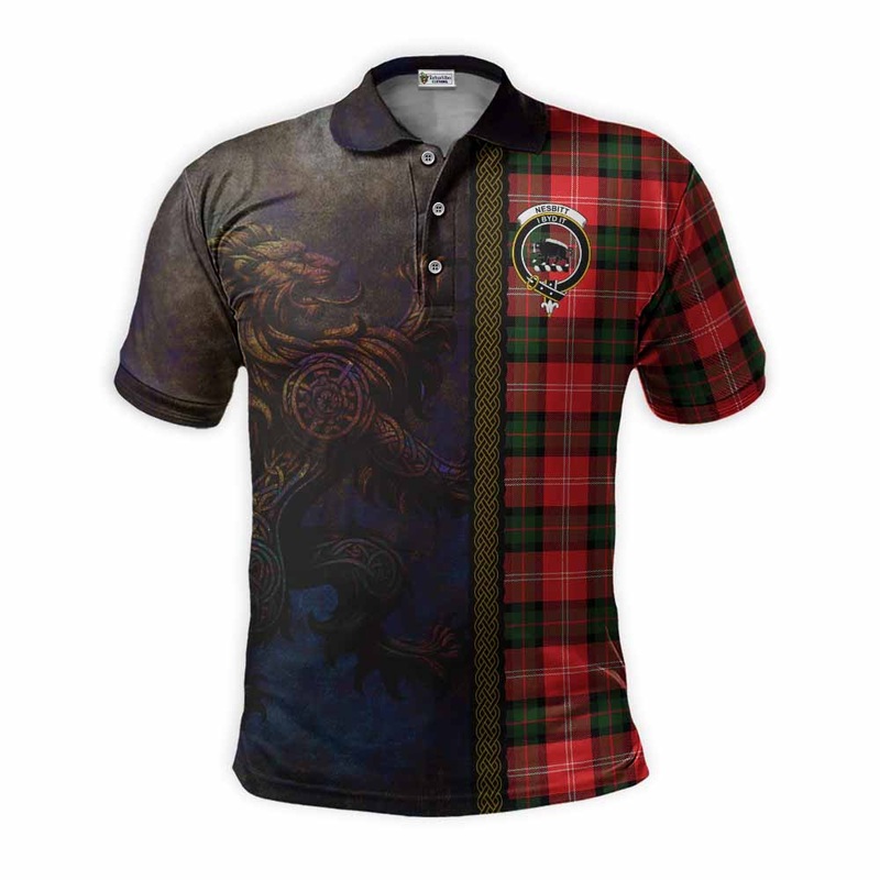 Nesbitt (Nisbet) Tartan Family Crest Polo Shirt Alba Gu Brath Be Brave Lion Ancient Style