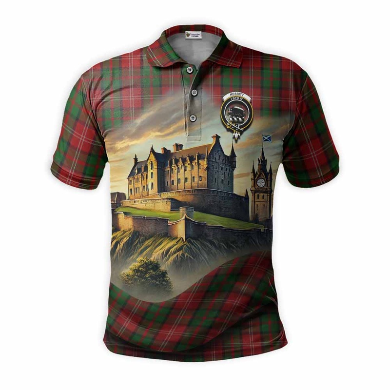 Nesbitt (Nisbet) Tartan Family Crest Polo Shirt with Scottish Ancient Castle Style