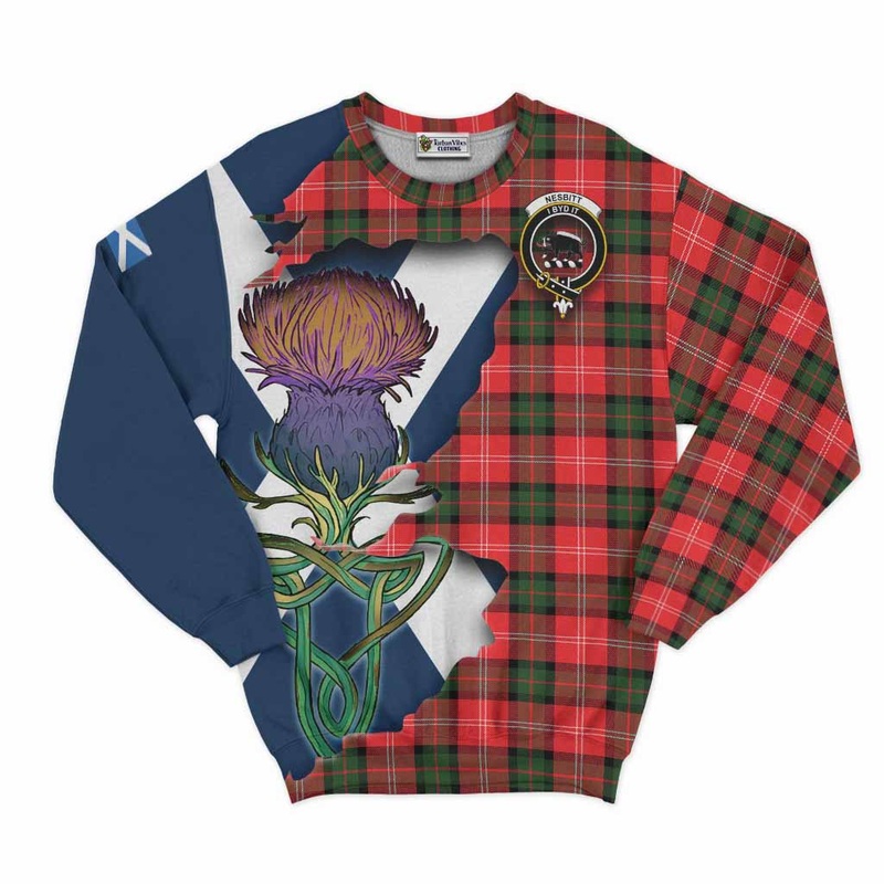 Nesbitt (Nisbet) Tartan Family Crest Sweatshirt Scottish Thistle Celtic Inspired