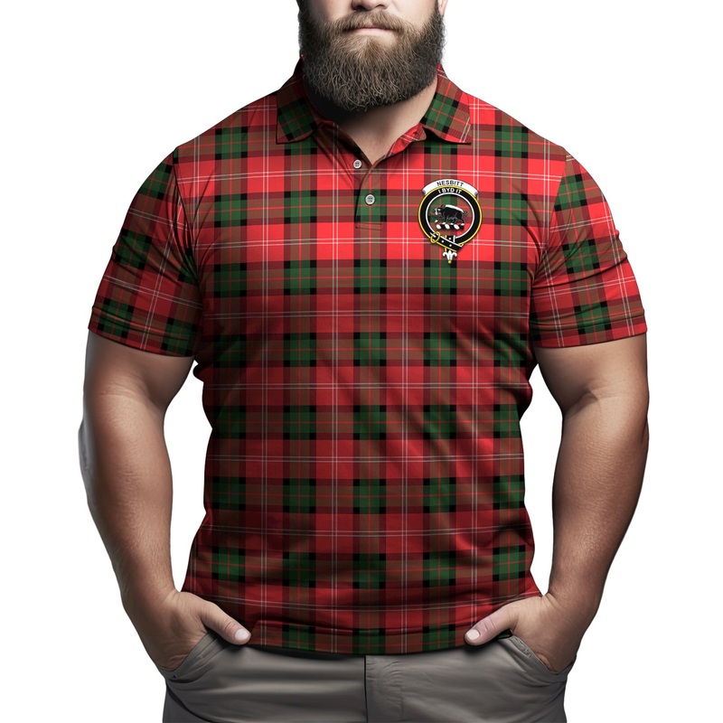 Nesbitt (Nisbet) Tartan Men's Polo Shirt with Family Crest