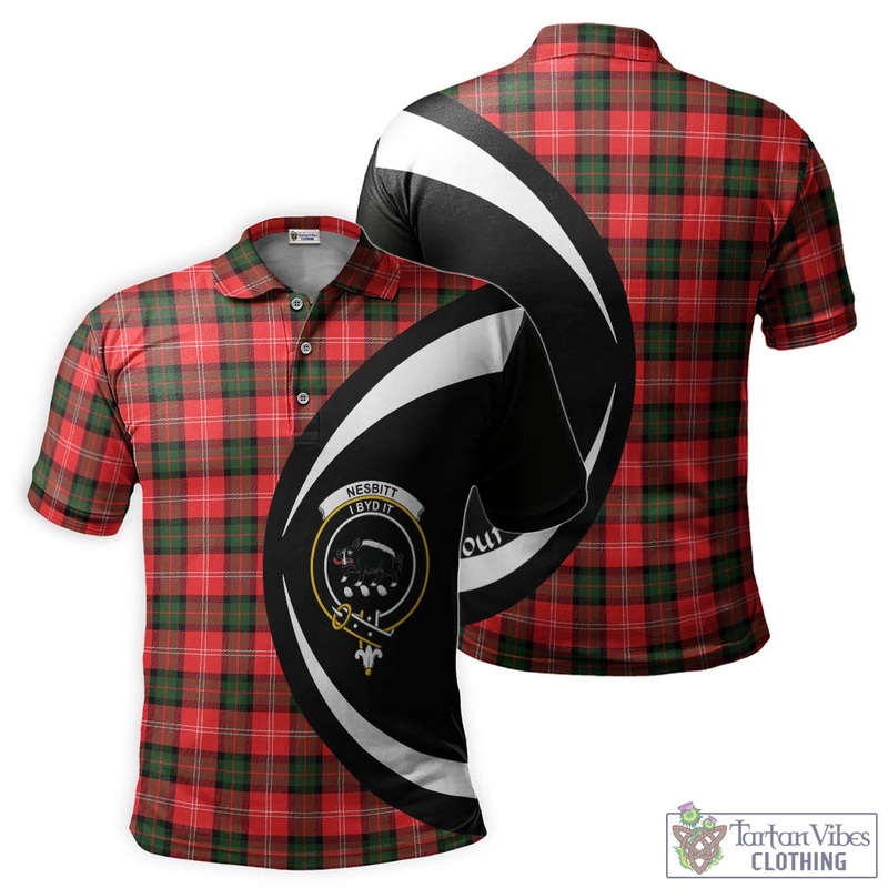 Nesbitt (Nisbet) Tartan Men's Polo Shirt with Family Crest Circle Style