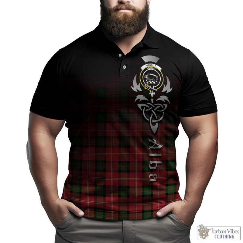Nesbitt (Nisbet) Tartan Polo Shirt Featuring Alba Gu Brath Family Crest Celtic Inspired