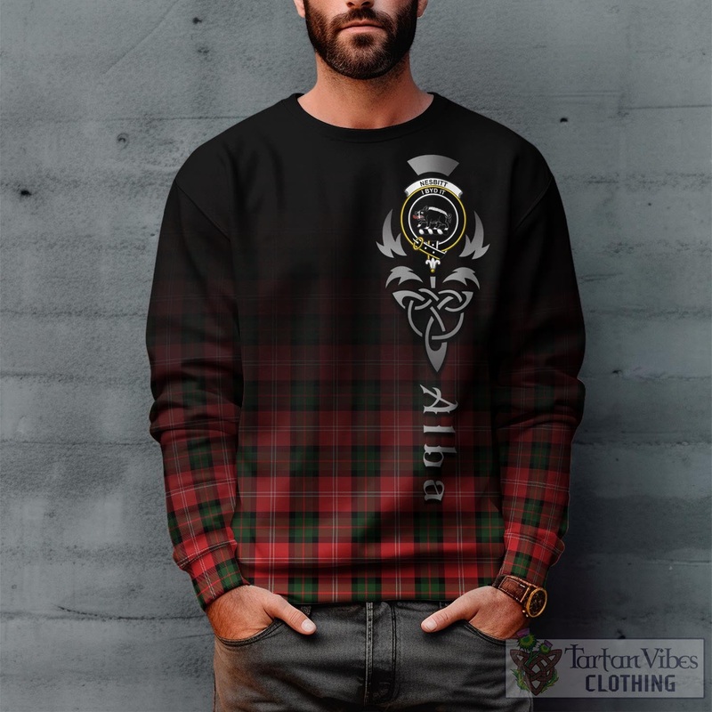 Nesbitt (Nisbet) Tartan Sweatshirt Featuring Alba Gu Brath Family Crest Celtic Inspired