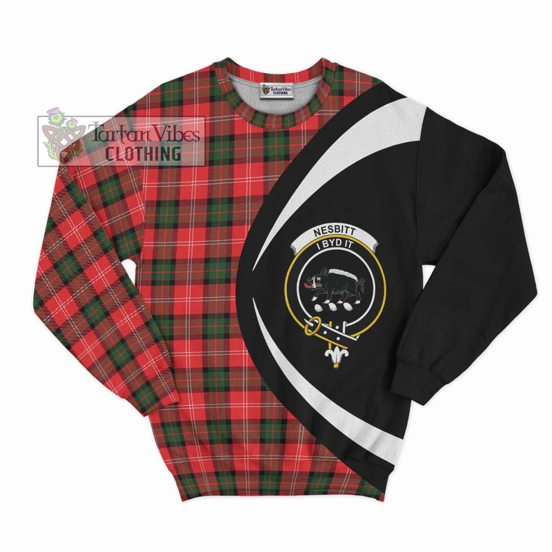 Nesbitt (Nisbet) Tartan Sweatshirt with Family Crest Circle Style