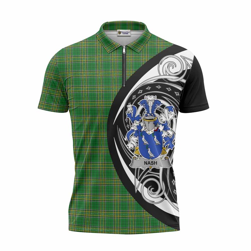 Nash Irish Clan Zipper Polo Shirt Celtic Circle Style