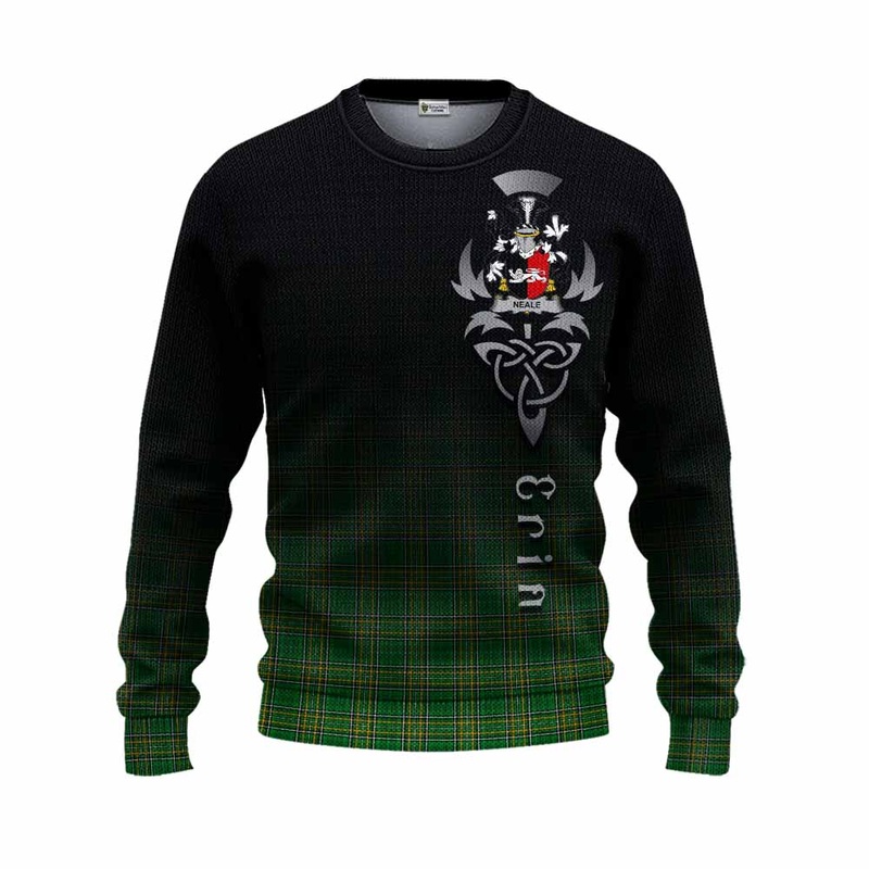 Neale Irish Clan Knitted Sweater with Coat of Arms Erin Go Bragh Celtic Inspired