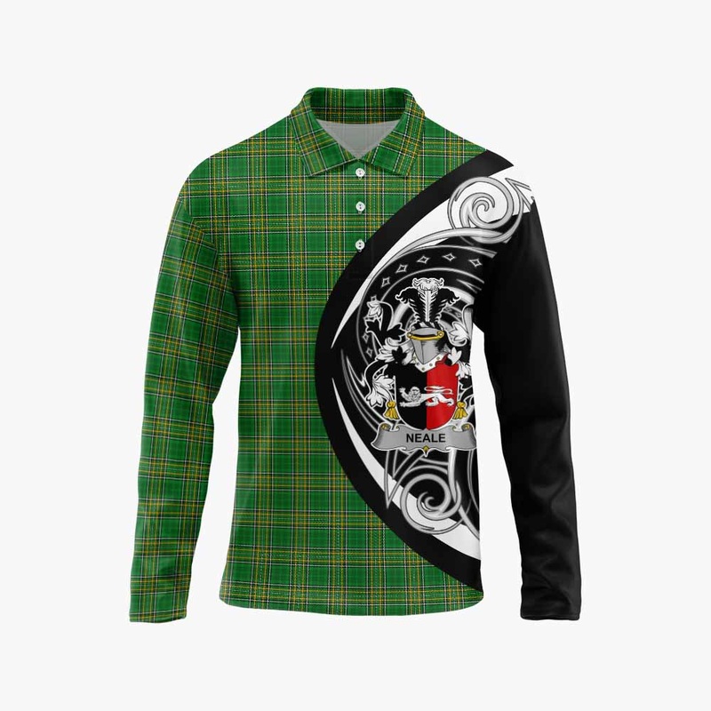 Neale Irish Clan Long Sleeve Polo Shirt Celtic Circle Style