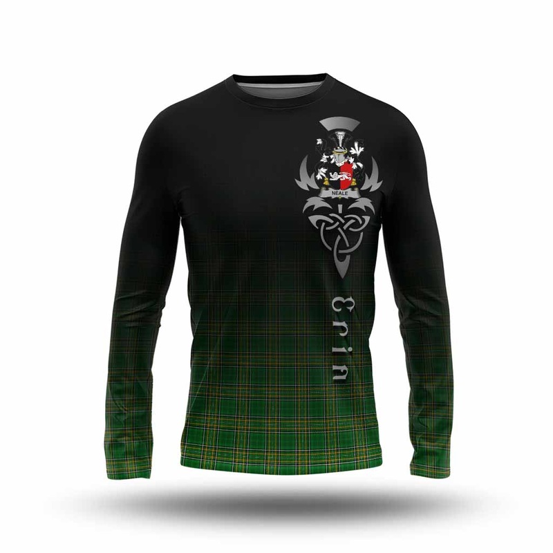 Neale Irish Clan Long Sleeve T-Shirt with Coat of Arms Erin Go Bragh Celtic Inspired