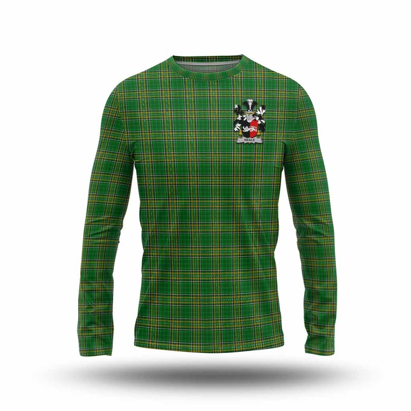 Neale Irish Clan Tartan Long Sleeve T-Shirt with Coat of Arms