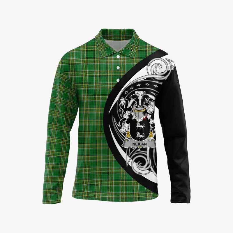 Neilan Irish Clan Long Sleeve Polo Shirt Celtic Circle Style