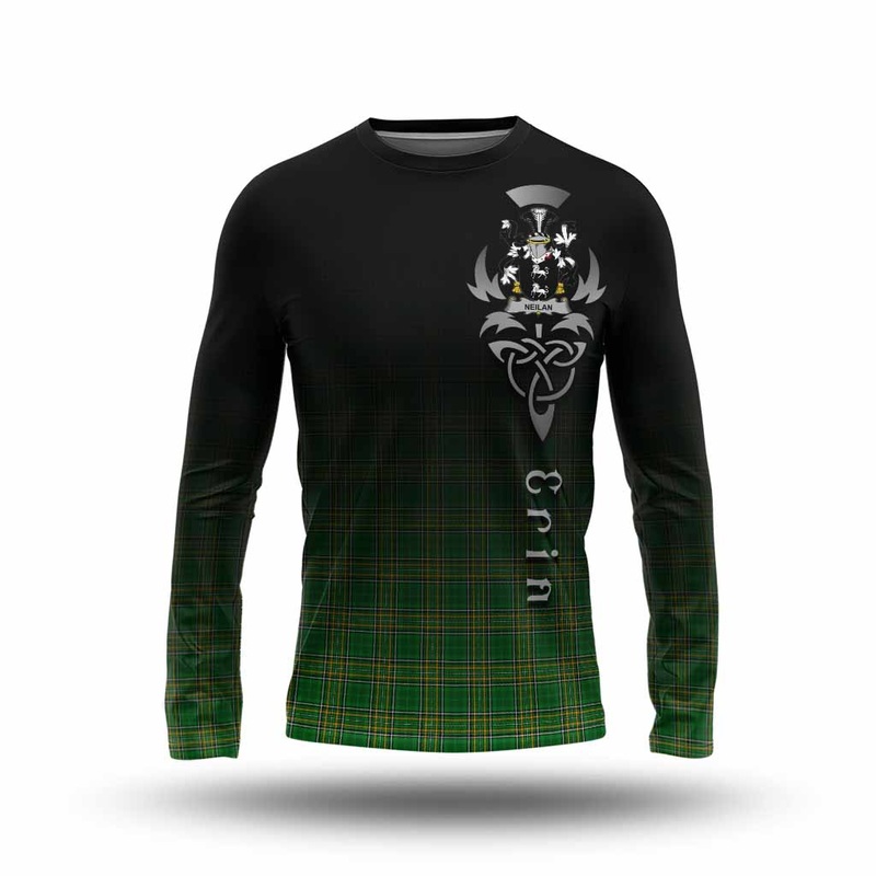 Neilan Irish Clan Long Sleeve T-Shirt with Coat of Arms Erin Go Bragh Celtic Inspired