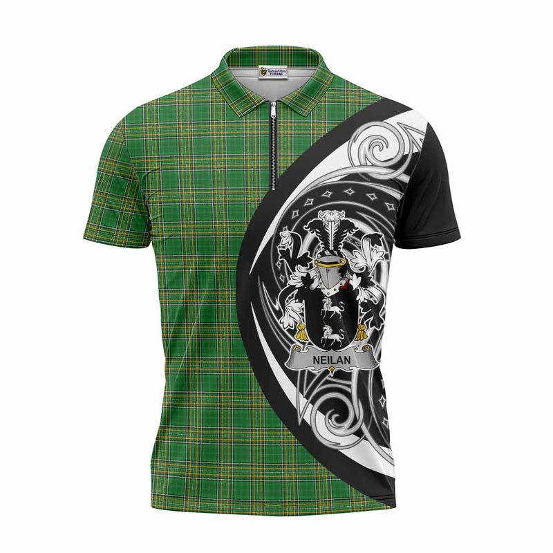 Neilan Irish Clan Zipper Polo Shirt Celtic Circle Style