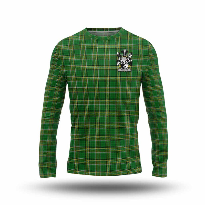 Nelson Irish Clan Tartan Long Sleeve T-Shirt with Coat of Arms