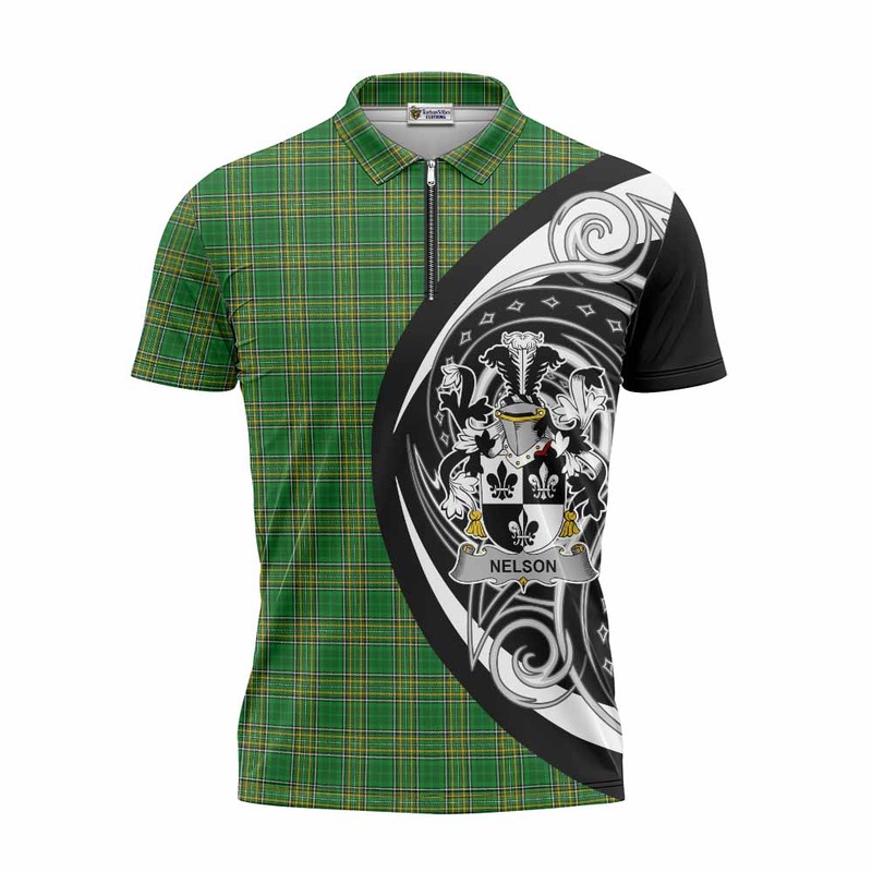 Nelson Irish Clan Zipper Polo Shirt Celtic Circle Style