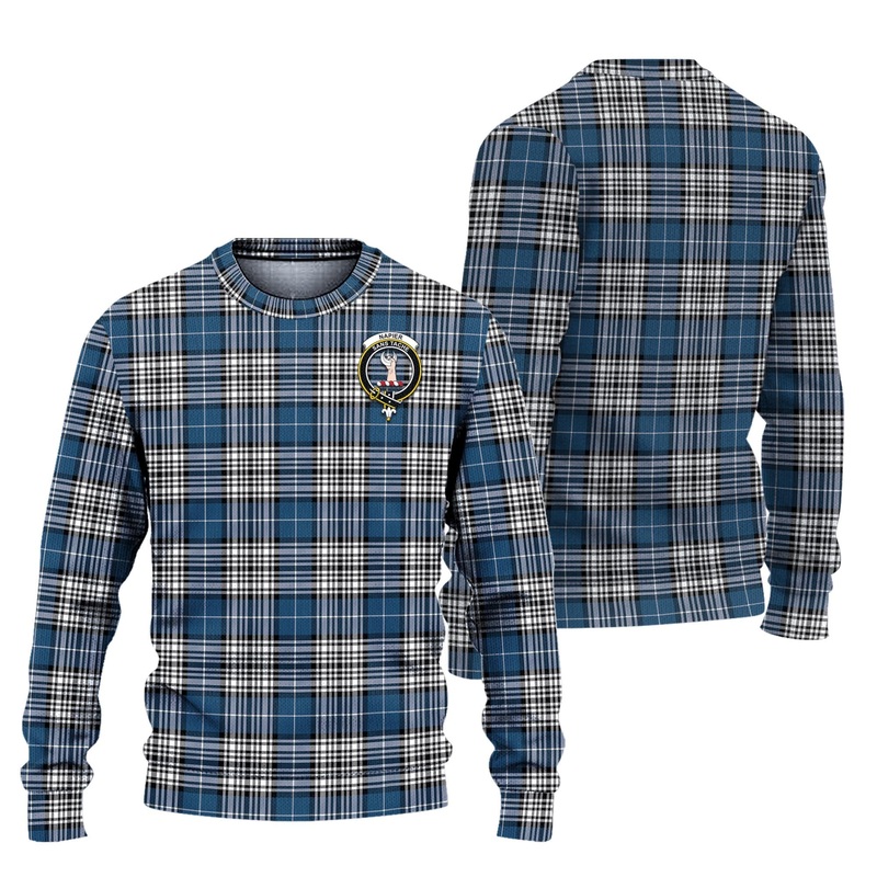 Napier Modern Tartan Ugly Sweater with Family Crest