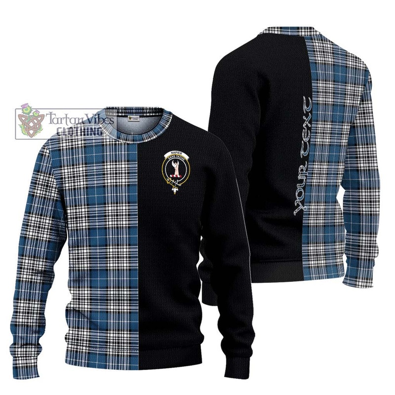 Napier Modern Tartan Ugly Sweater with Family Crest and Half Of Me Style