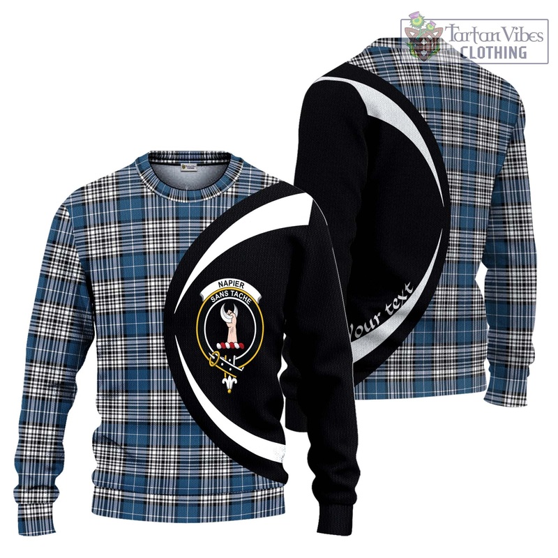 Napier Modern Tartan Ugly Sweater with Family Crest Circle Style