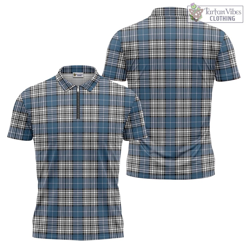 Napier Modern Tartan Zipper Polo Shirt