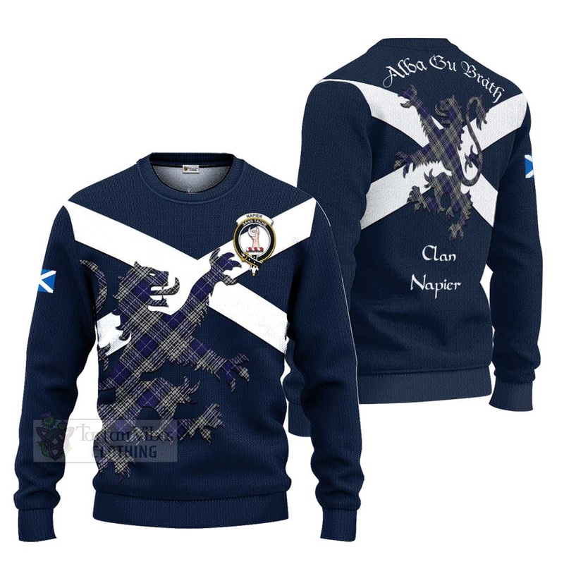 Napier Tartan Lion Rampant Ugly Sweater Proudly Display Your Heritage with Alba Gu Brath and Clan Name