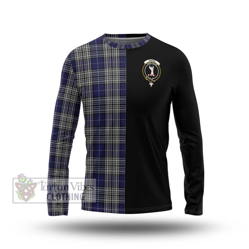 Napier Tartan Long Sleeve T-Shirt with Family Crest and Half Of Me Style