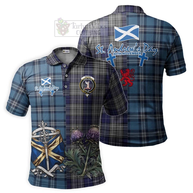 Napier Tartan Polo Shirt Happy St. Andrew's Day Half Tartan Style