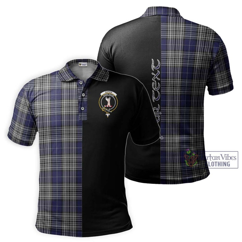 Napier Tartan Polo Shirt with Family Crest and Half Of Me Style