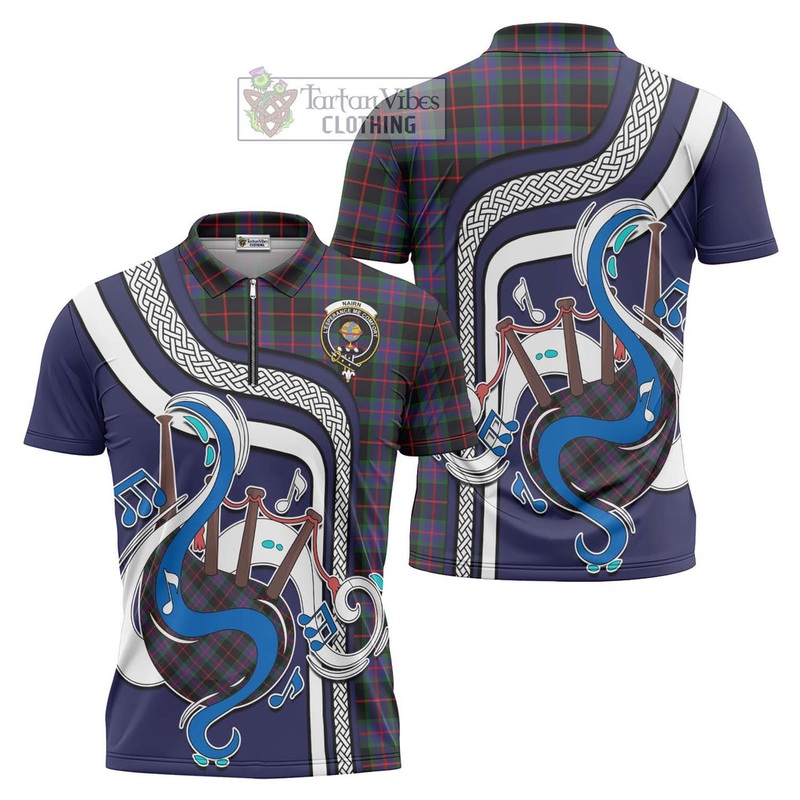 Nairn Tartan Zipper Polo Shirt with Epic Bagpipe Style