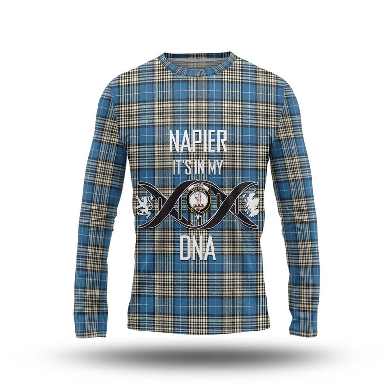 Napier Ancient Tartan Long Sleeve T-Shirt with Family Crest DNA In Me Style