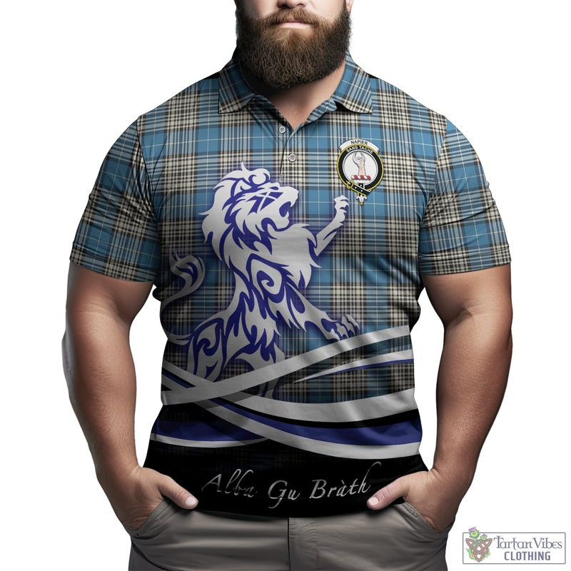 Napier Ancient Tartan Polo Shirt with Alba Gu Brath Regal Lion Emblem