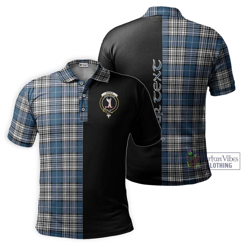 Napier Modern Tartan Polo Shirt with Family Crest and Half Of Me Style