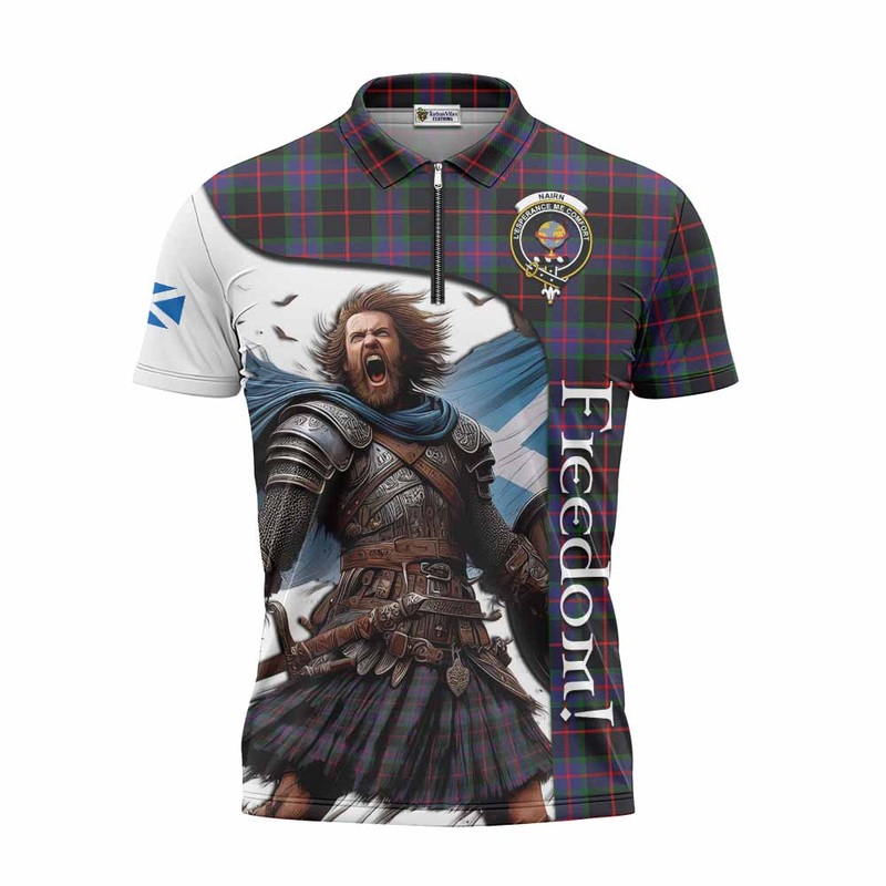 Nairn Crest Tartan Zipper Polo Shirt Inspired by the Freedom of Scottish Warrior