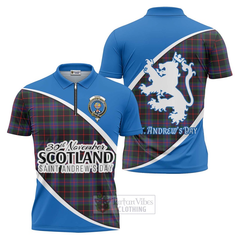 Nairn Family Crest Tartan Zipper Polo Shirt Celebrate Saint Andrew's Day in Style