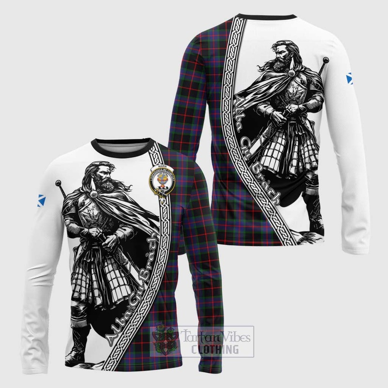 Nairn Tartan Clan Crest Long Sleeve T-Shirt with Highlander Warrior Celtic Style