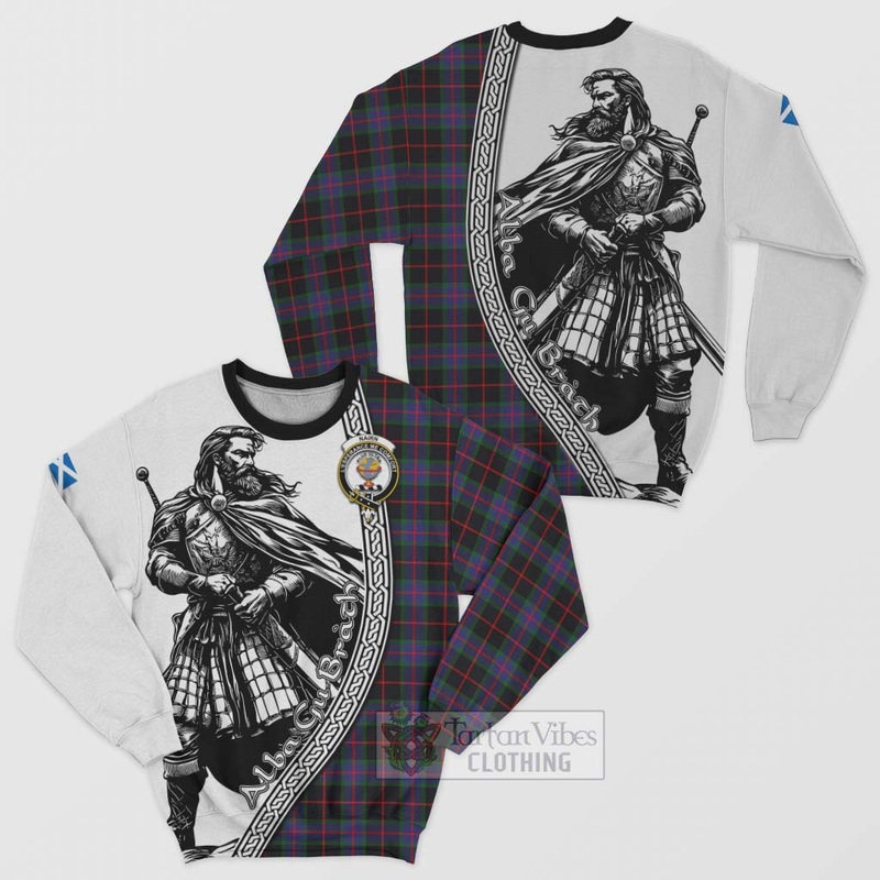 Nairn Tartan Clan Crest Sweatshirt with Highlander Warrior Celtic Style