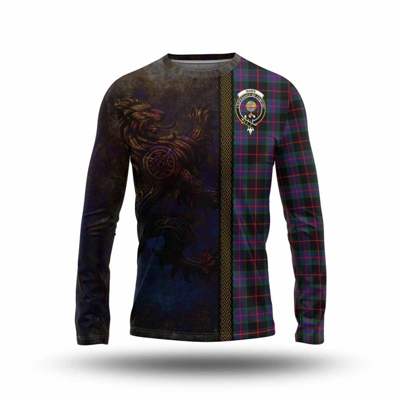 Nairn Tartan Family Crest Long Sleeve T-Shirt Alba Gu Brath Be Brave Lion Ancient Style