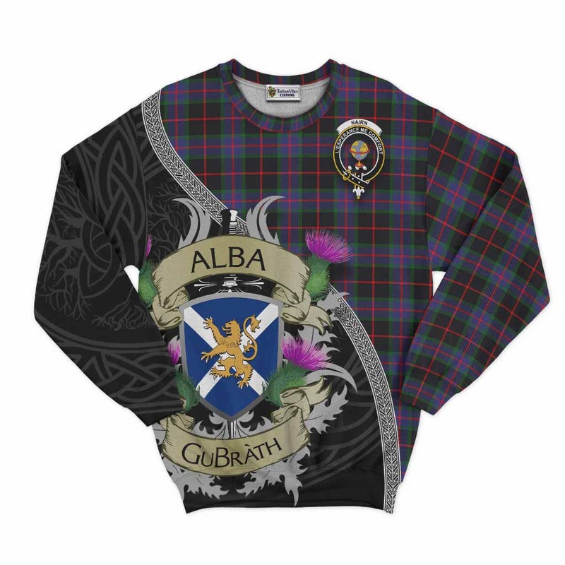Nairn Tartan Family Crest Sweatshirt Lion Rampant Royal Thistle Shield Celtic Inspired